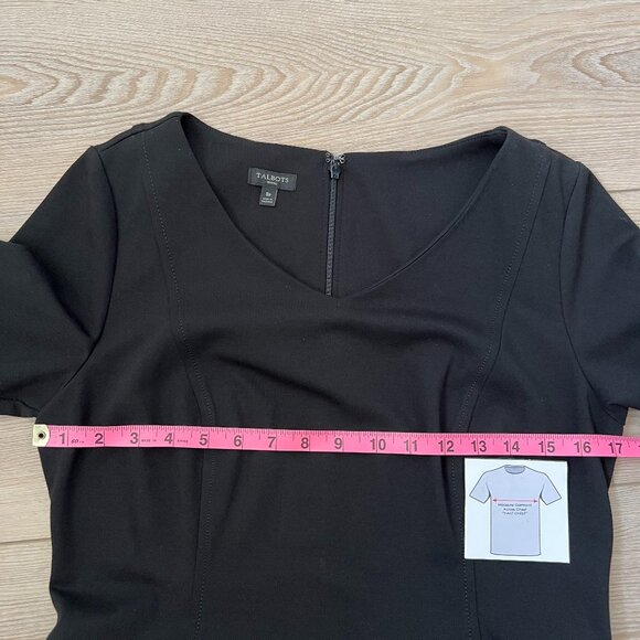 Talbot's Black Ponte Knit Sheath Dress - Size 8P - Classic LBD! - Picture 10 of 12